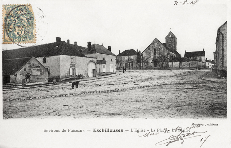Place de l'église. Carte postée en 1904